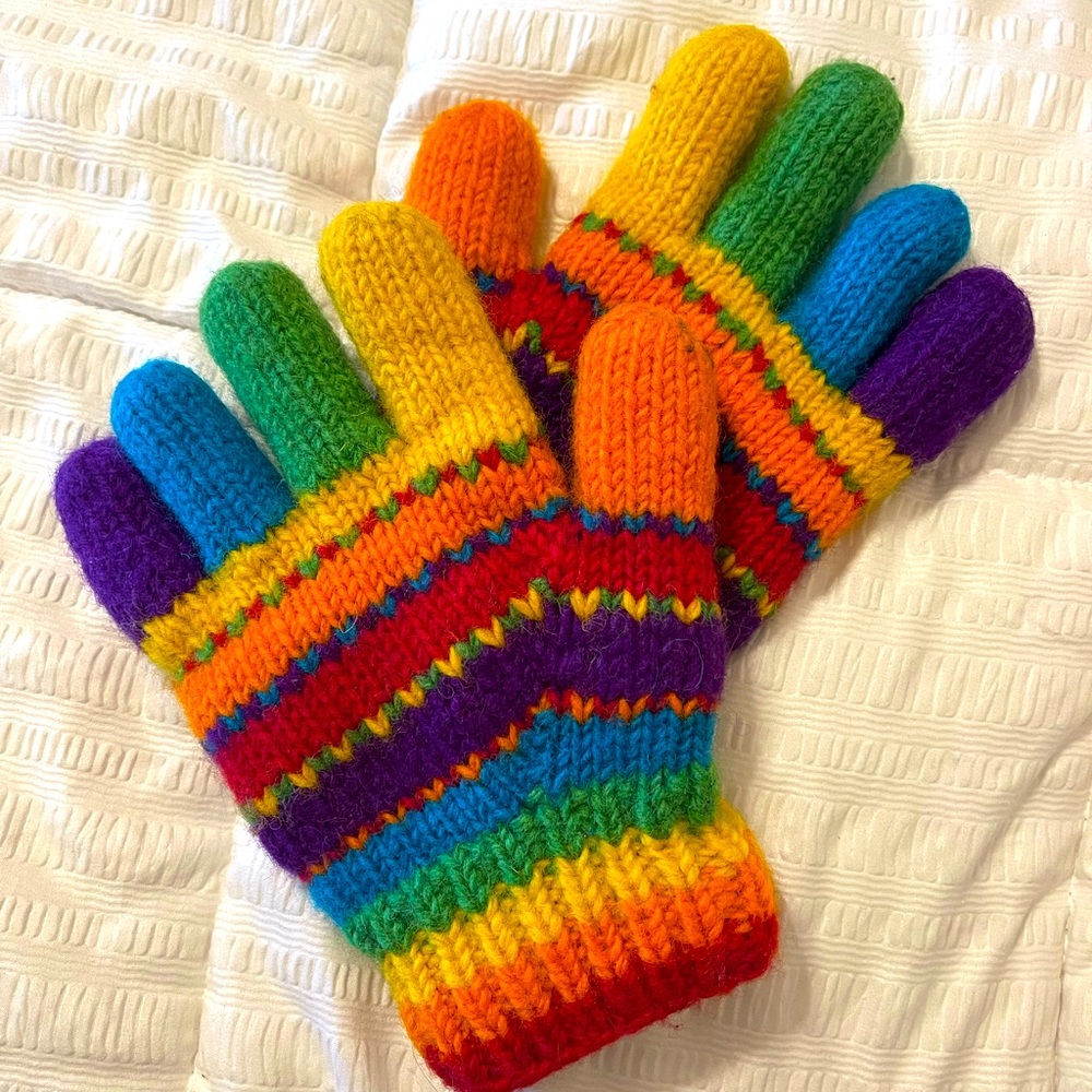 Rainbow Wool Gloves